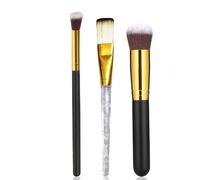 BlackBoss Pincel de maquillaje en ángulo para base de polvo, autobronceador, sombra de ojos, pincel plano de cristal, paquete de 3 (negro)
