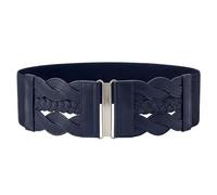 BlackButterfly 7.5 CM Waspie Elástico Vintage Trenzado Hebilla Cinturón (Azul Oscuro, XXL)