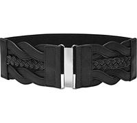 BlackButterfly 7.5 CM Waspie Elástico Vintage Trenzado Hebilla Cinturón (Negro, L)