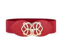 BlackButterfly Amplio Cinchar Elástico adaptable Banda de cintura Retro Corazón dorado Hebilla Cintura Cinturón (Rojo, XXL)