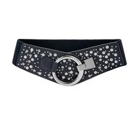 BlackButterfly Ancho Elástico Metal Con tachuelas Gancho cruzada Cinturón (Azul oscuro, XXL)