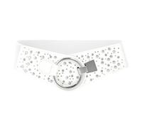 BlackButterfly Ancho Elástico Metal Con tachuelas Gancho cruzada Cinturón (Blanco, L)