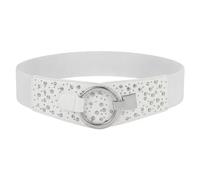 BlackButterfly Ancho Elástico Metal Con tachuelas Gancho cruzada Cinturón (Blanco, M)