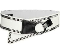 BlackButterfly Ancho Elástico Metal Con tachuelas Gancho cruzada Cinturón (Blanco, XL)