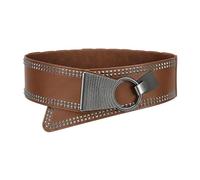 BlackButterfly Ancho Elástico Metal Con tachuelas Gancho cruzada Cinturón (Marrón claro, M)