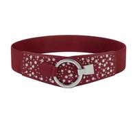 BlackButterfly Ancho Elástico Metal Con tachuelas Gancho cruzada Cinturón (Rojo, XXL)