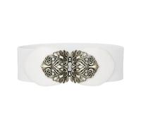 BlackButterfly Cinturón Elástico de Corsé de Cintura de 8 CM con Hebilla Antigua (Blanco, XXL)