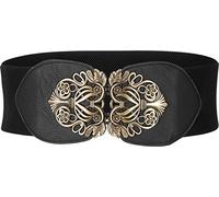 BlackButterfly Cinturón Elástico de Corsé de Cintura de 8 CM con Hebilla Antigua (Negro, L)