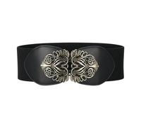 BlackButterfly Cinturón Elástico de Corsé de Cintura de 8 CM con Hebilla Antigua (Negro, S)