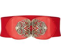 BlackButterfly Cinturón Elástico de Corsé de Cintura de 8 CM con Hebilla Antigua (Rojo, XXL)