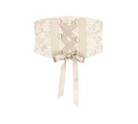 BlackButterfly Cinturón elástico de corsé de cintura de encaje de 14CM (Beige, L)