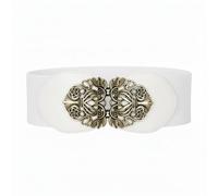 BlackButterfly Cinturón Elástico Mujer Hebilla Antigua, Blanco, M