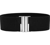 BlackButterfly Clásico Hebilla Ancho Elástico Sujetar Elástico Cintura Retro Cinturón (Negro, L)