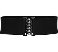 BlackButterfly Clásico Triple Gancho Ancho Elástico Sujetar Elástico Cintura Cinturón (Negro, L)