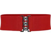 BlackButterfly Clásico Triple Gancho Ancho Elástico Sujetar Elástico Cintura Cinturón (Rojo, L)