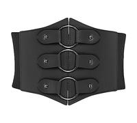 BlackButterfly Elástico Cosplay Halloween Anillo metálico Cintura Disfraz de Pirata Cinturón elástico Corsé Cinturón (Negro, M)