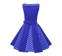 BlackButterfly Niñas 'Alexia' Vestido de Lunares Vintage Años 50 (Azul Cobalto, 9-10 años)