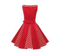 BlackButterfly Niñas 'Alexia' Vestido de Lunares Vintage Años 50 (Rojo, 3-4 años)