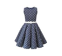 BlackButterfly Niñas 'Audrey' Vestido de Lunares Vintage Años 50 (De Lunares - Azul, 7-8 años)