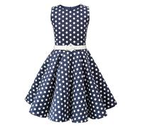 BlackButterfly Niñas 'Audrey' Vestido de Lunares Vintage Años 50 (De Lunares - Azul, 9-10 años)