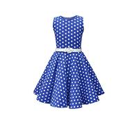 BlackButterfly Niñas 'Audrey' Vestido de Lunares Vintage Años 50 (De Lunares - Azul Cobalto, 13-14 años)