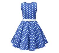 BlackButterfly Niñas 'Audrey' Vestido de Lunares Vintage Años 50 (De Lunares - Azul Cobalto, 3-4 años)