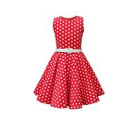BlackButterfly Niñas 'Audrey' Vestido de Lunares Vintage Años 50 (De Lunares - Rojo, 5-6 años)