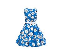 BlackButterfly Niñas 'Audrey' Vestido Vintage Años 50 Daisy (Floral Azul Cobalto, 7-8 años)