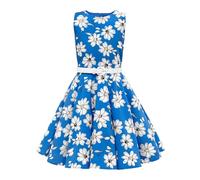 BlackButterfly Niñas 'Audrey' Vestido Vintage Años 50 Daisy (Floral Azul Cobalto, 7-8 años)