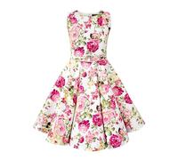BlackButterfly Niñas 'Audrey' Vestido Vintage Años 50 Divinity (Floral Rosa y Marfil, 11-12 años)