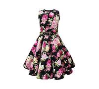 BlackButterfly Niñas 'Audrey' Vestido Vintage Años 50 Divinity (Floral Rosa y Negro, 9-10 años)
