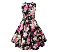 BlackButterfly Niñas 'Audrey' Vestido Vintage Años 50 Divinity (Floral Rosa y Negro, 9-10 años)