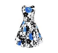 BlackButterfly Niñas 'Audrey' Vestido Vintage Años 50 Serenity (Blanco y Azul, 5-6 años)