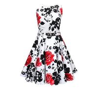 BlackButterfly Niñas 'Audrey' Vestido Vintage Años 50 Serenity (Blanco y Rojo, 11-12 años)
