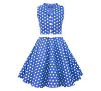 BlackButterfly Niñas 'Holly' Vestido de Lunares Vintage Años 50 (Azul Cobalto, 13-14 años)