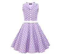 BlackButterfly Niñas 'Holly' Vestido de Lunares Vintage Años 50 (Morado, 9-10 años)