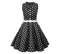 BlackButterfly Niñas 'Holly' Vestido de Lunares Vintage Años 50 (Negro, 11-12 años)
