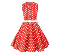 BlackButterfly Niñas 'Holly' Vestido de Lunares Vintage Años 50 (Rojo, 11-12 años)