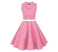 BlackButterfly Niñas 'Holly' Vestido de Lunares Vintage Años 50 (Rosa, 7-8 años)