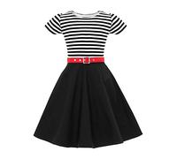 BlackButterfly Niñas 'Maria' Vestido Vintage A Rayas (Negro, 11-12 años)