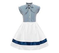 BlackButterfly Niñas 'Polly' Vestido Vintage Años 50 A Rayas (Azul, 9-10 años)