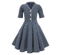BlackButterfly Niñas 'Sabrina' Vestido de Lunares Vintage Años 50 (Azul, 3-4 años)