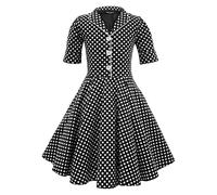 BlackButterfly Niñas 'Sabrina' Vestido de Lunares Vintage Años 50 (Negro, 13-14 años)