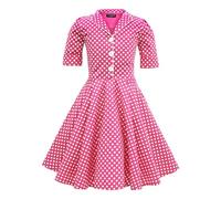 BlackButterfly Niñas 'Sabrina' Vestido de Lunares Vintage Años 50 (Rosa, 7-8 años)