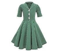 BlackButterfly Niñas 'Sabrina' Vestido de Lunares Vintage Años 50 (Verde, 7-8 años)