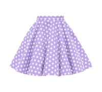 BlackButterfly Niñas Vintage Rockabilly Estilo De Los 50 Falda Acampanada (De Lunares - Morado, 7-8 años)