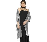 BlackButterfly Satén Chal Mantón Pañuelo De Cachemir Boda Dama De Honor (Plata, Talla única)