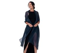 BlackButterfly Satén Sedoso de novia Boda Fiesta de noche Chal Pashmina Capa (Azul oscuro, 60CM X 240CM)