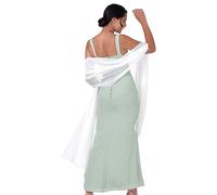 BlackButterfly Satén Sedoso de novia Boda Fiesta de noche Chal Pashmina Capa (Blanco, 60CM X 240CM)