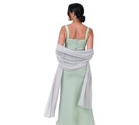 BlackButterfly Satén Sedoso de novia Boda Fiesta de noche Chal Pashmina Capa (Plata, 60CM X 240CM)